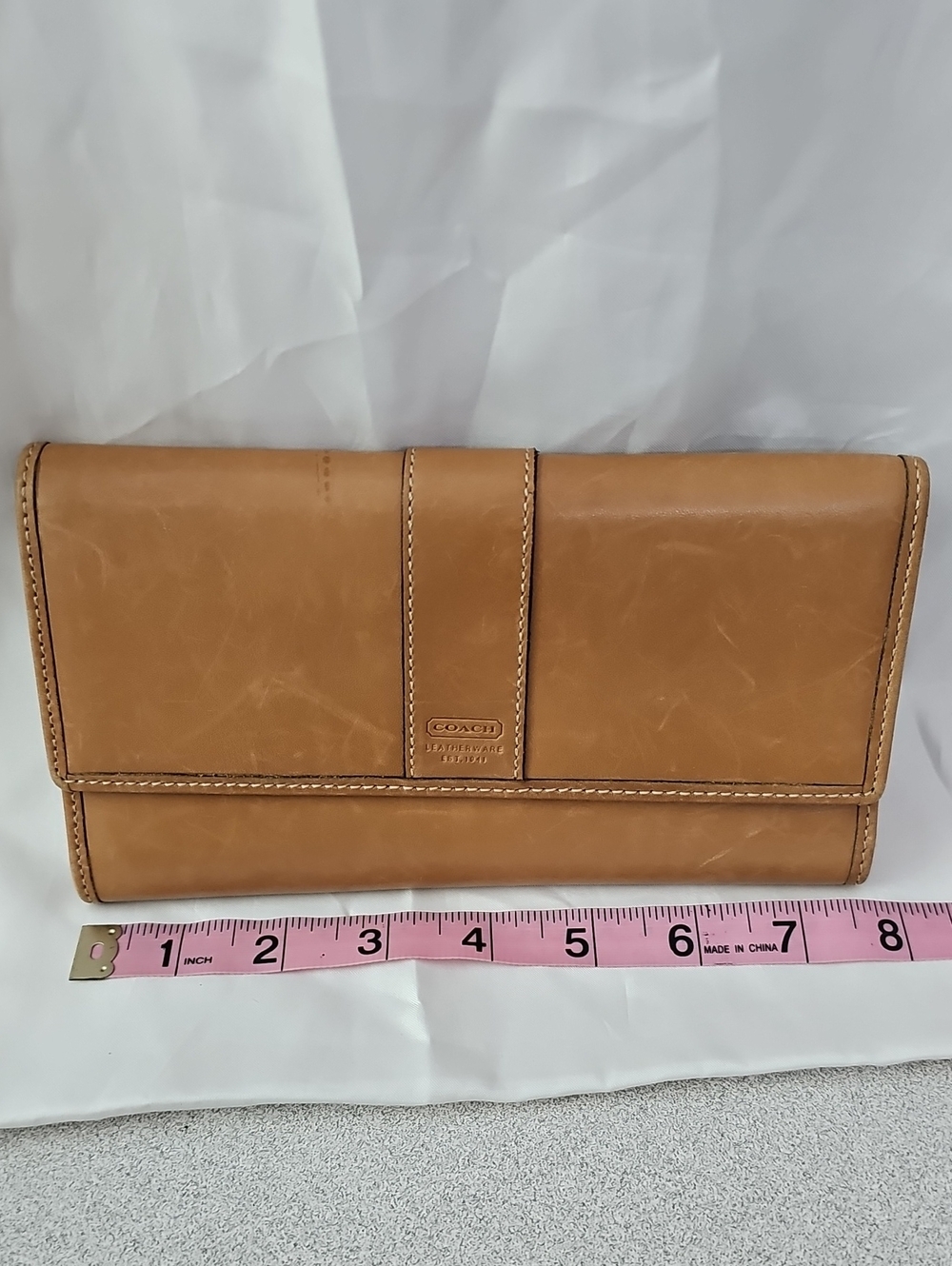 Coach Tan Leather Fold-Over Wallet